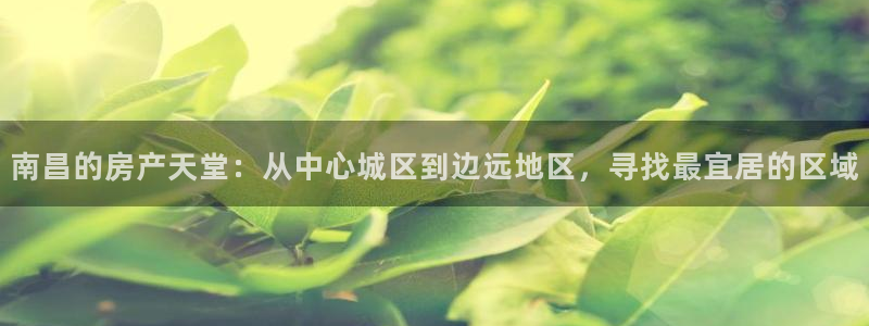新宝5注册流程：南昌的房产天堂：从中心城区到边远地区，寻找最